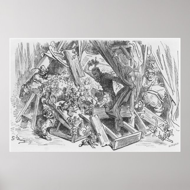 Pôster Don Quixote lutando contra marionetas (Frente)