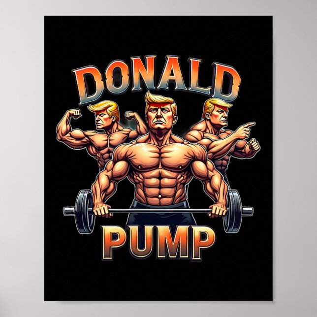 Poster Donald Pump Funny Muscle Gym Meme  (Frente)