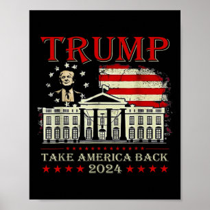 Poster Donald Trump 2024 toma a bandeira americana