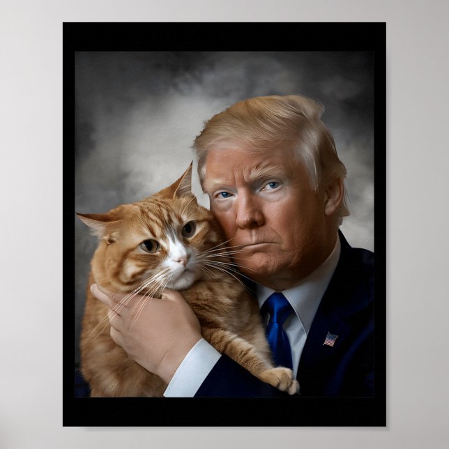 Poster Donald Trump And Cat Funny Trump And Cat, Litical  (Frente)