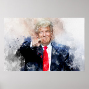 Poster Donald Trump apontando o retrato aquoso