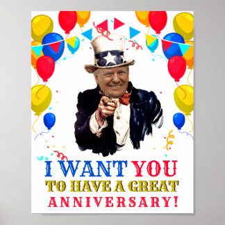 Poster Donald Trump Celebração Balões de Aniversário Post