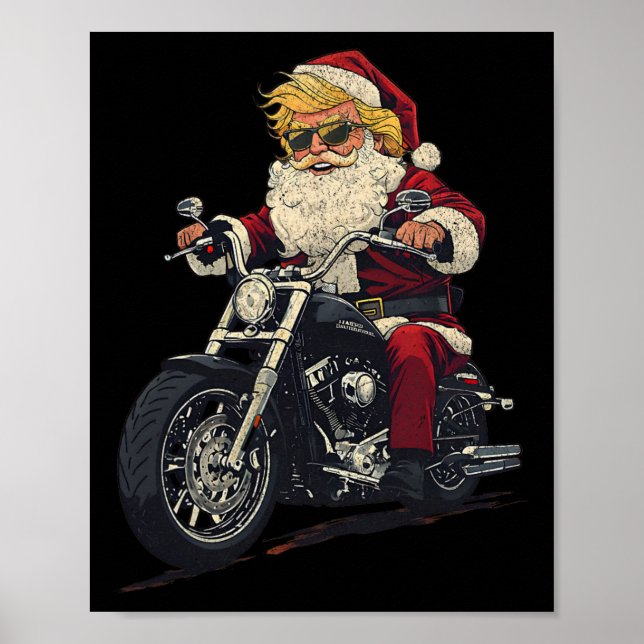 Poster Donald Trump Christmas Biker Motobike Papais noeis (Frente)