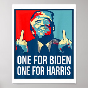 Poster Donald Trump Dedo Médio Biden Harris América Re