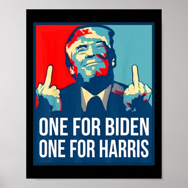 Poster Donald Trump Dedo Médio Biden Harris América Re (Frente)