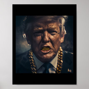 Poster Donald Trump Dourada Grillz