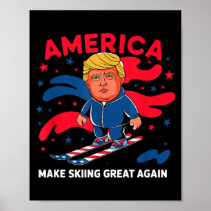 Poster Donald trump esquiando na América - tornar o esqui