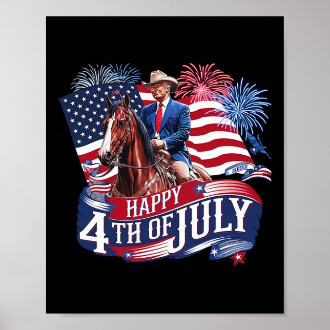 Poster Donald Trump Feliz 4 de Julho Para Patriotas Ameri (Frente)