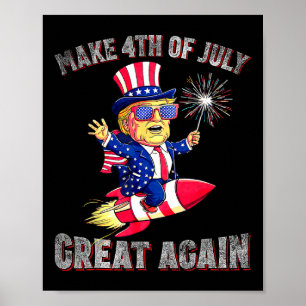 Poster Donald Trump Fogos de Artifício Patrióticos Fazem 