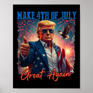 Poster Donald Trump Fogos de Artifício Patrióticos Fazem 