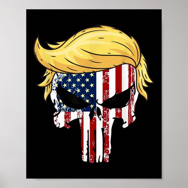 Poster Donald Trump Hair Presidente Skull Leve América de (Frente)