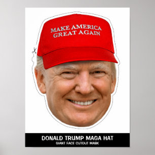 POSTER DONALD TRUMP MAGA HAT CUTOUT MASSA