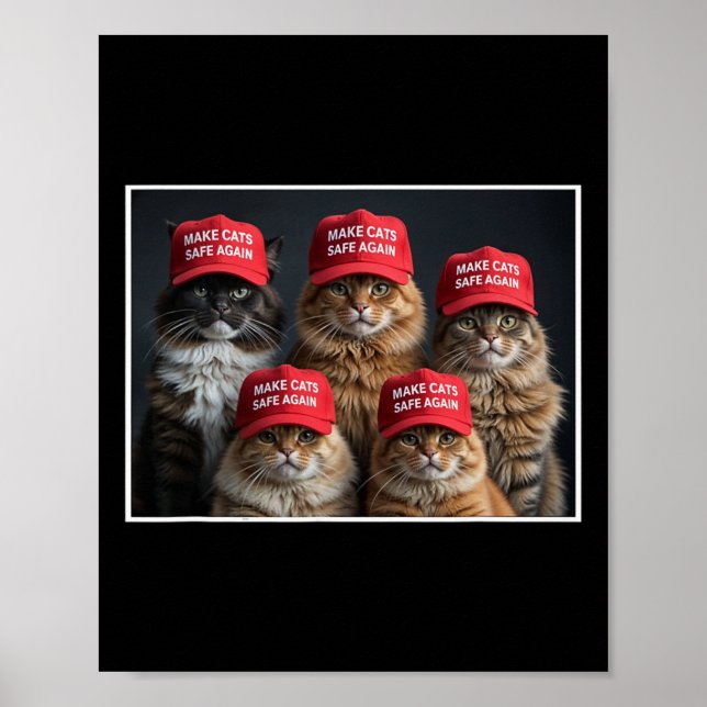 Poster Donald Trump Make Cats Safe Again Red Hat 2024 Det (Frente)