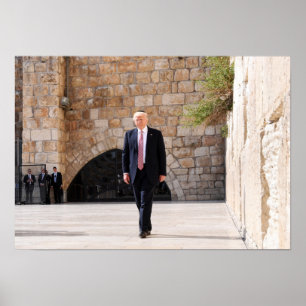 Pôster Donald Trump na parede ocidental em Israel