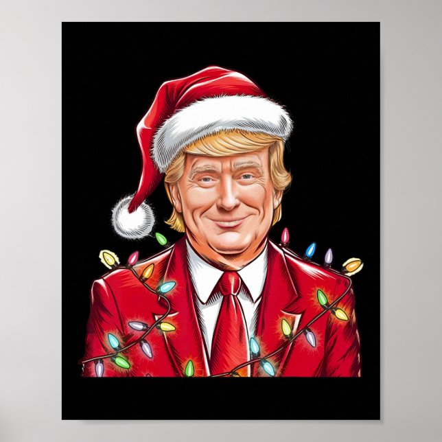 Poster Donald Trump Natal Engraçado Mega Santa Hat (Frente)