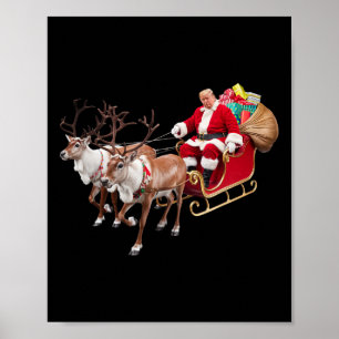 Poster Donald Trump Santa Claus Sleigh Natal Usa