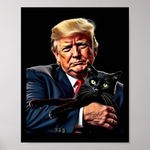Poster Donald Trump Segurando Gato Gráfico Engraçado M Po