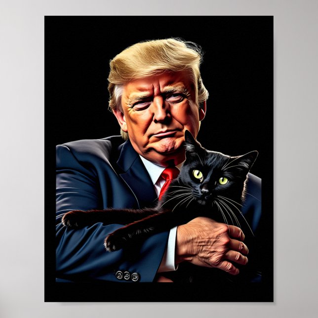 Poster Donald Trump Segurando Gato Gráfico Engraçado M Po (Frente)
