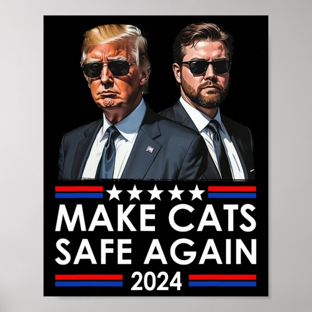Poster Donald Trump Torna Os Gatos Seguros Novamente 2024 (Frente)