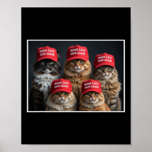 Poster Donald Trump Torna Os Gatos Seguros Novamente Red 