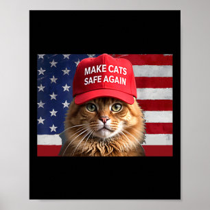 Poster Donald Trump Torna Os Gatos Seguros Novamente Red 