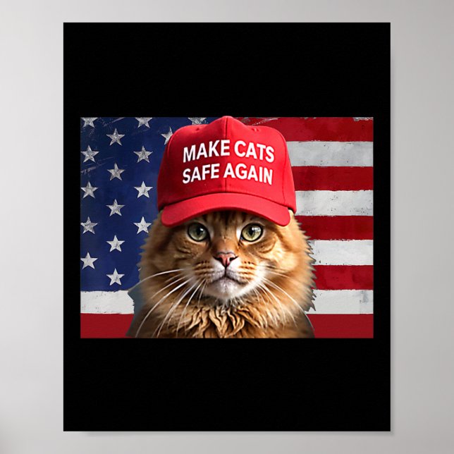 Poster Donald Trump Torna Os Gatos Seguros Novamente Red  (Frente)