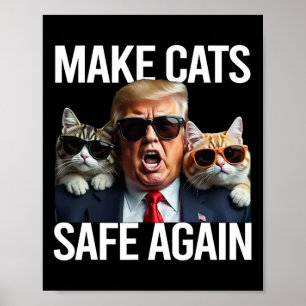 Poster Donald Trump Torna Os Gatos Seguros Novamente Red
