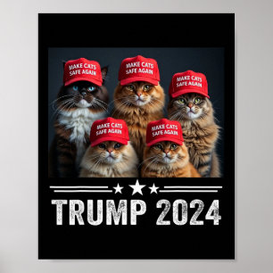 Poster Donald Trump Torna Os Gatos Seguros Novamente Red 