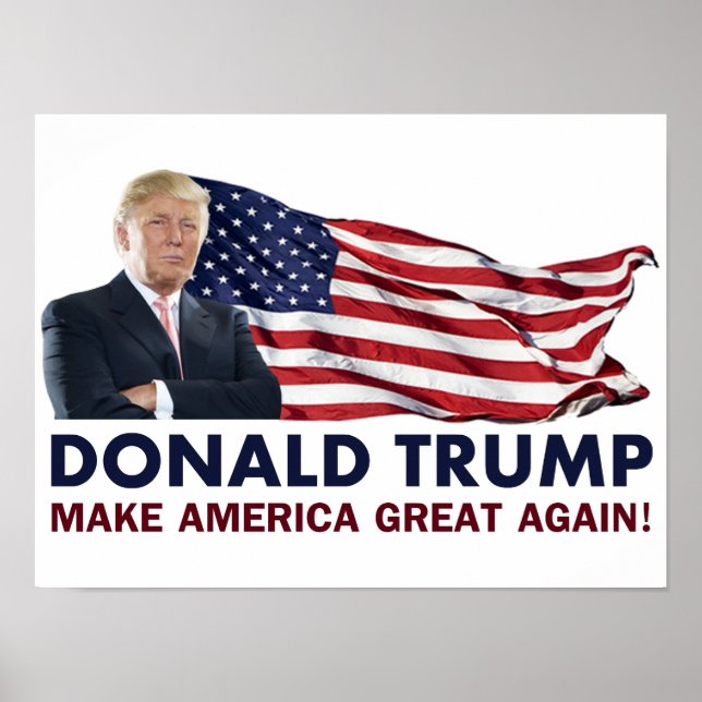 Pôster Donald Trump US Flag (Frente)