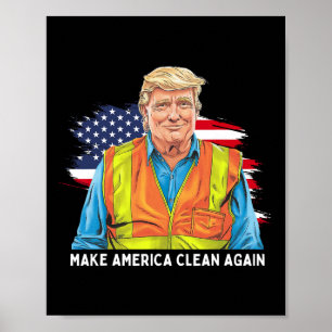 Poster Donald Trump Vestindo Colete de Trabalhador de Gar
