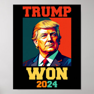 Poster Donald Trump Won 2024 Election Inauguration Men Wo