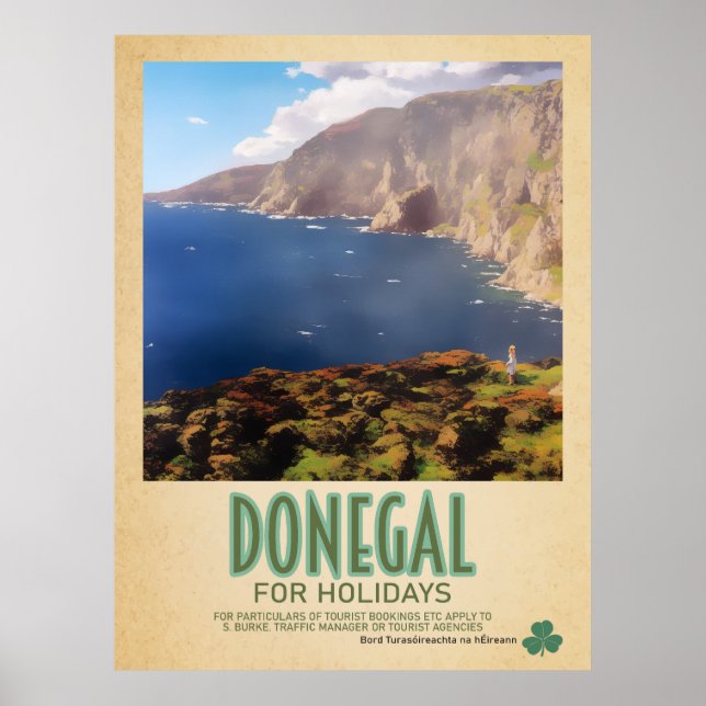 Poster Donegal Ireland, Retro Irish Viagem Advert (Frente)