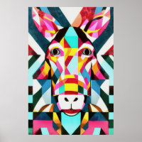 Donkey Colorous Divertido Geométrico Abstrato Art