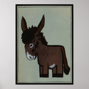 Poster Donkey - Ilustração de Livro Colorida Antiquária