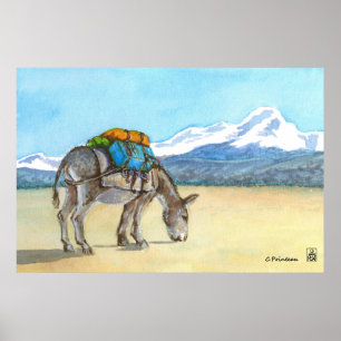Poster Donkey no Alto Plateau, América do Sul