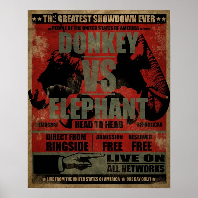 Poster Donkey vs. Elefante (Frente)