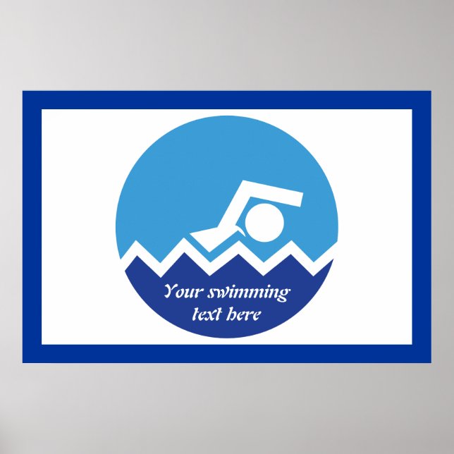 Pôster Dons de natação, nadador num círculo azul personal (Frente)