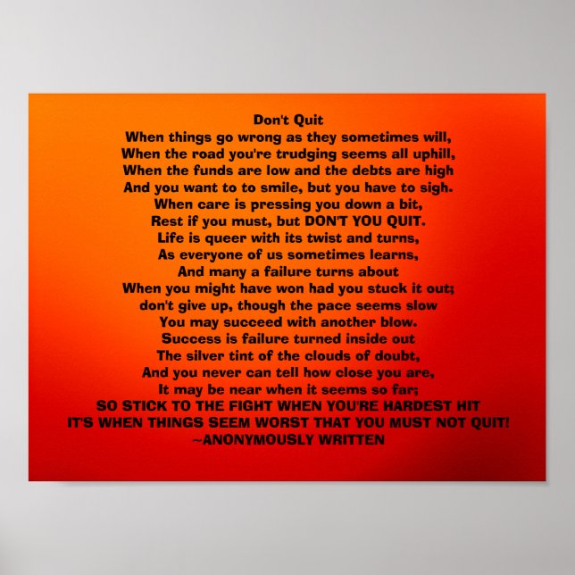 Poster Don't Quit (Frente)