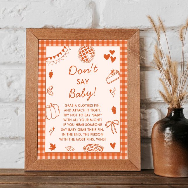 Poster Don't Say Baby! Fun Baby Shower Game Sign (Criador carregado)