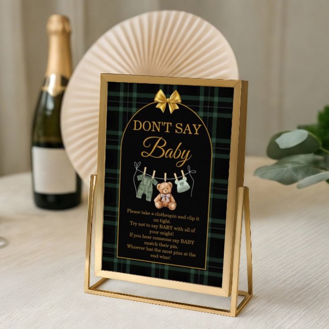 Poster Don't Say Baby Game Sign Green Black  Teddy Bear (Criador carregado)