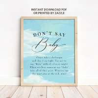 Don't Say Baby Game Sky Clouds Blue Baby Shower