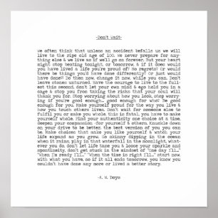 Poster Don't Wait Live Now Quote by A. W. Doys