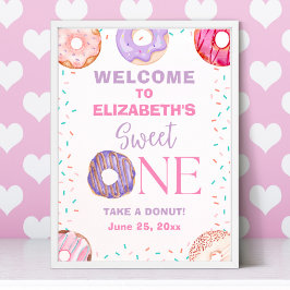 Poster Donut Sweet One Birthday Girl Party