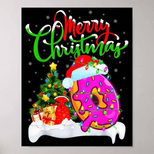 Poster Donuts Food Lover Xmas Decorations Santa Donuts Ch (Frente)