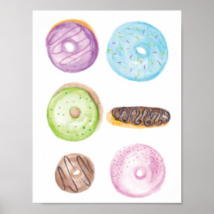 Poster Donuts Mistos Cristalizados Pintados à Mão