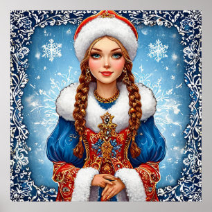 Poster Donzela de neve Bela Winter Portrait