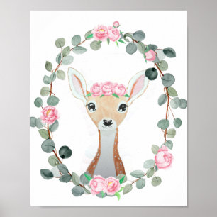 Poster Donzela do Chá da Woodland Deer Baby Girl