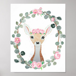 Poster Donzela do Chá da Woodland Deer Baby Girl