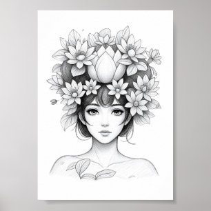 Poster Donzela Flor de Lótus