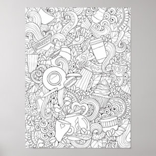Poster Doodle 2 do café e do chá